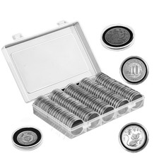 100-Piece 30mm Coin Capsule Set, 5-Size Gasket, CoinHolder Case with Storage Box