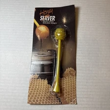 VINTAGE Honey/Syrup Server Yellow Dipper Tool For Honey Pot, NEW NOS