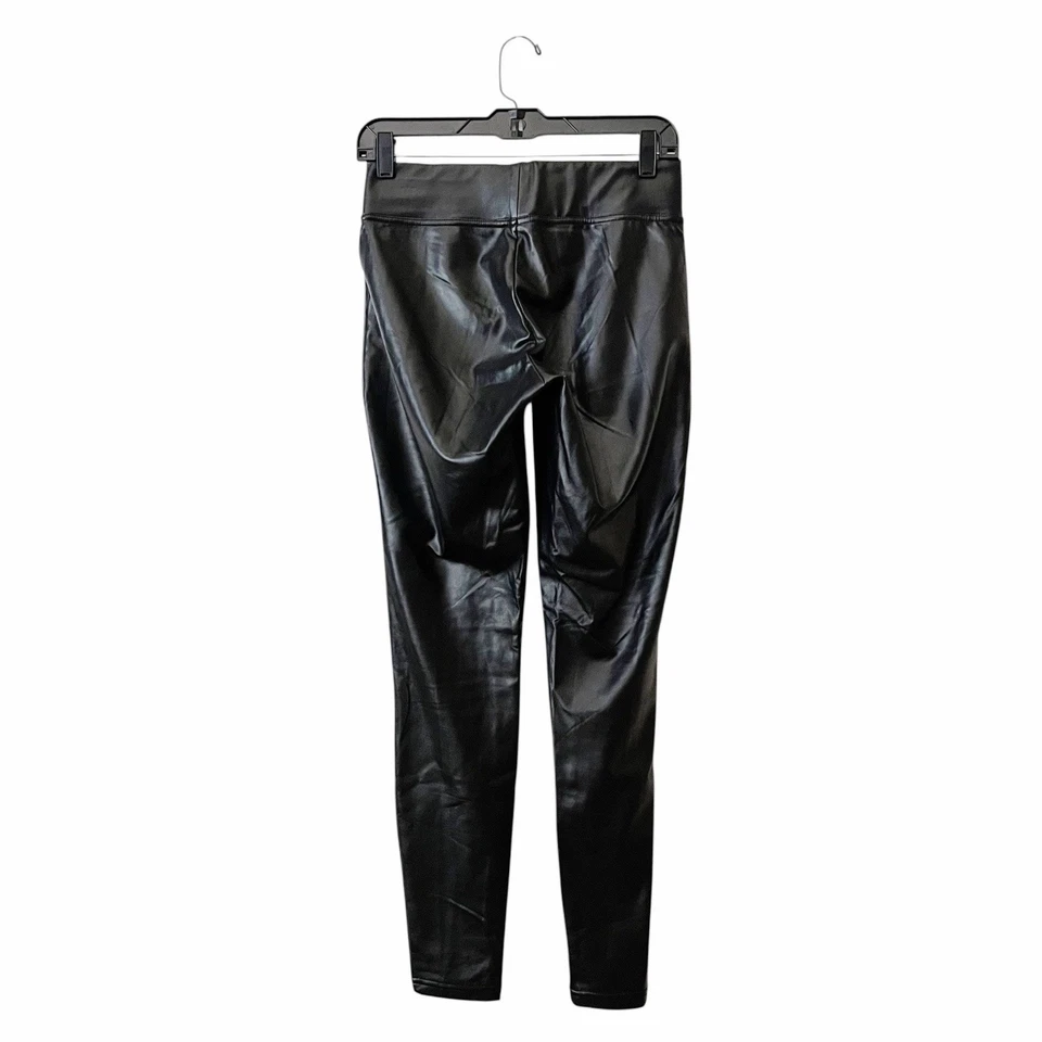 Leggings de cuero sintético tono para mujer talla S negros elásticos tiro alto moto Foto 4 de 4