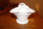 VTG Westmoreland White Milk Glass Hen On Nest Basket with Handles BASKET ONLY