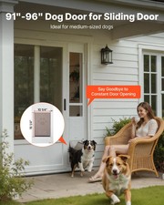 Dog Door for Sliding Glass Door, 91 to 96 in Adjustable Height, Aluminum Alloy F