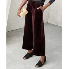 EILEEN FISHER Velvet Wide-Leg Ankle Pants Sz L