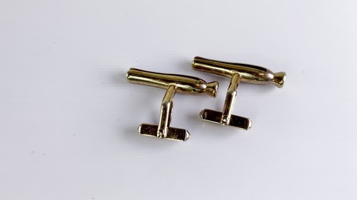 Swank Vintage Clothespin Cufflinks Gold Plate 1" Bent Bullet Back Figural - Video 1 of 1
