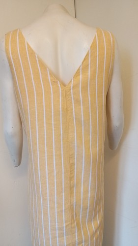 Next Yellow & White Stripe Sleeveless Dress Linen Blend Pockets - Size 14 - New! - Picture 6 of 7