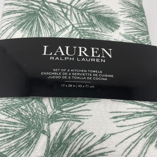 Lauren Ralph Lauren Kitchen Towels Christmas Holiday Pine Set of 2 Cotton - Picture 3 of 6