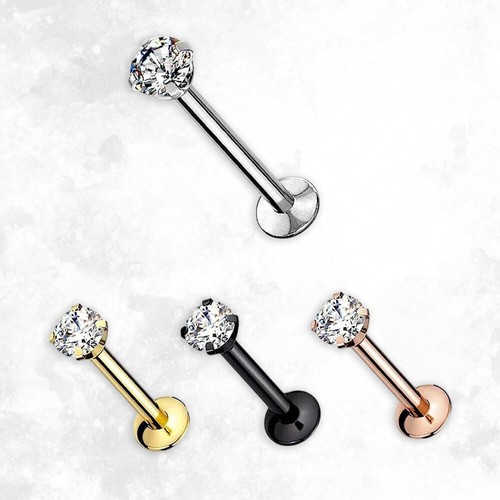 Push In Labret Monroe Stud Threadless Flat Back Stud Earring Lip Labret Piercing - Picture 1 of 9