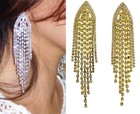 Wedding Bridal Crystal Rhinestone 4.50" Dangle Chandelier Earrings / 5069