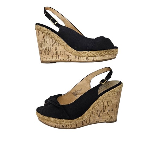 Madden Girl Elivia Peep Toe Slingback Cork Wedge Espadrille Women's Shoes 8.5 - Picture 8 of 15