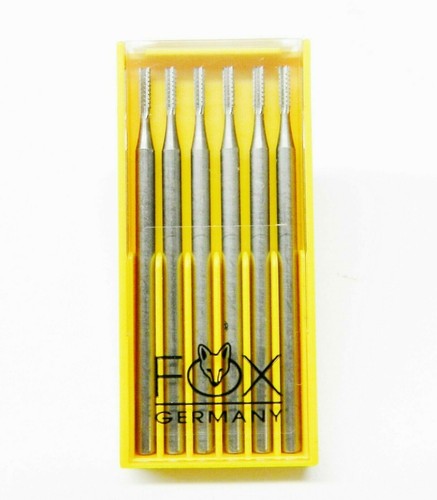 FOX Bur Cylinder Square Cross-Cut Jewelry Bur Size 025 - 2.5mm Pack of 6 Germany - Picture 4 of 8