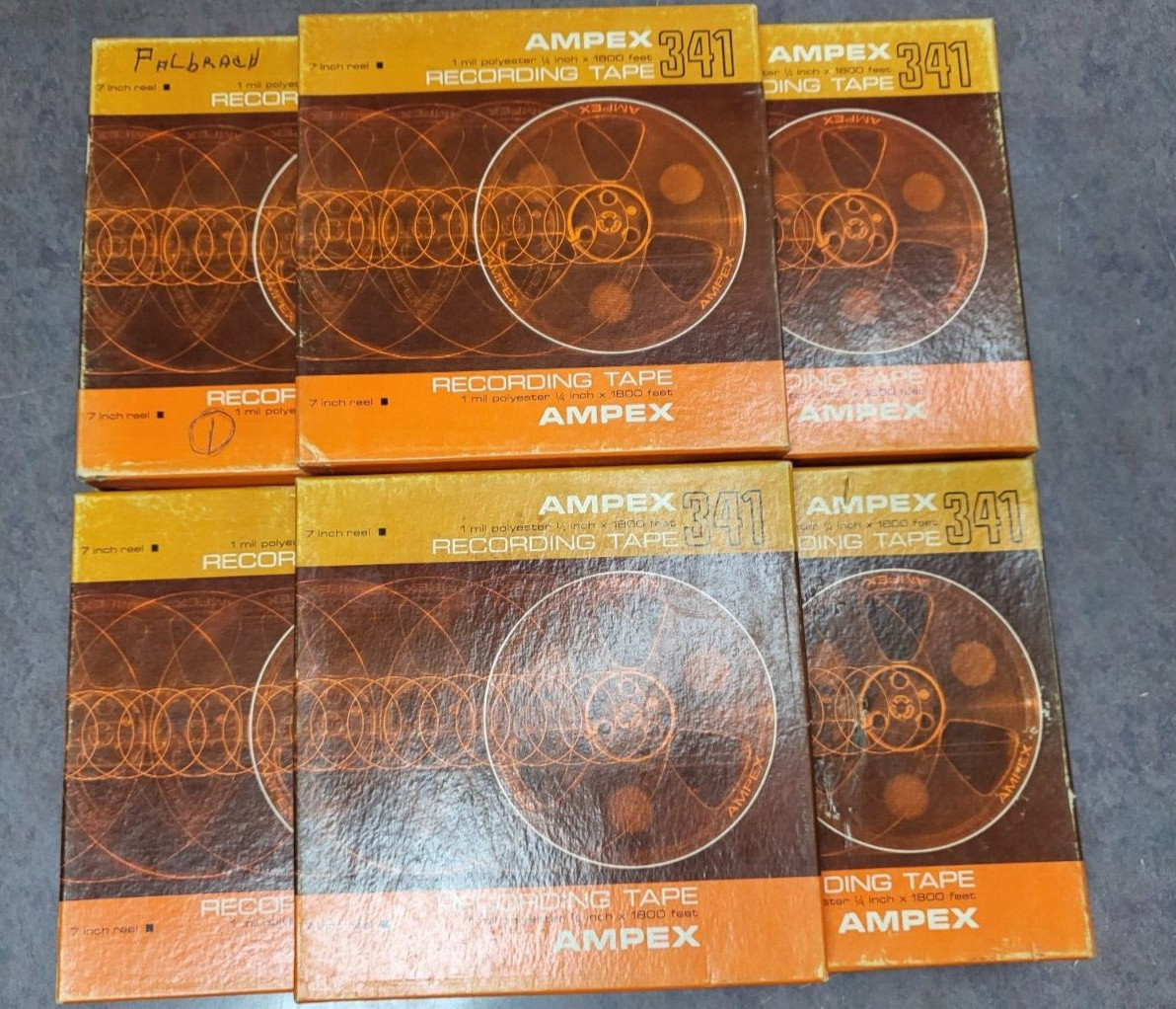 LOT of 14 Ampex 341 7 inch reels 1 mil polyester 1/4"x1800 Feet Used Untested