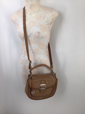 Brighton Handbag Saddle Bag Orange Brown Pebbled Leather Messenger Flap #E835209