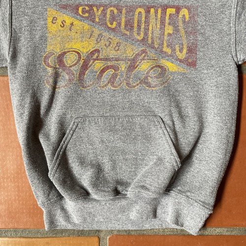 GILDAN HEAVY BLEND Youth MEDIUM CYCLONES STATE Gray Pull Over Hoodie Faded Print - Picture 6 of 22