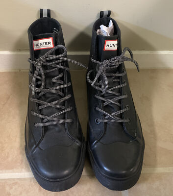 Hunter Target Black Dipped Lace-Up High Top Boots Shoes Men's US 7 Women's 9 