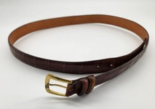 Brighton Men's Embossed Calfskin on Saddle Leather Brown Size 44 USA Made