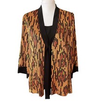 Bob Mackie Wearable Art 100 Silk Jacket Blouse L  1990s Vintage Glam Rock Top
