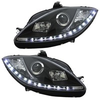 Scheinwerfer FüR Seat Leon 1P Altea Bj. 09-12 Schwarz LED Tagfahrlicht Optik