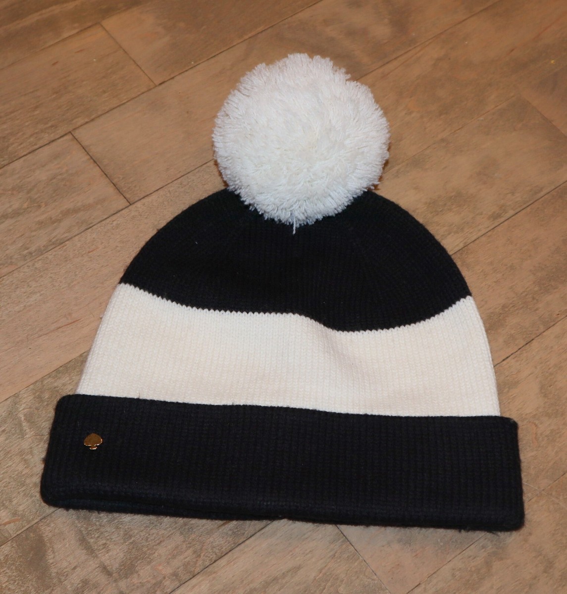 Kate Spade Black & Cream Cat Face Pom-Pom Beanie OS kate spade | Accessories | Kate Spade Cat Meow Black Winter  main image 2