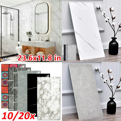 10/20x SelfAdhesive Marble Tiles Sticker Stick On Wall Floor Kitchen
