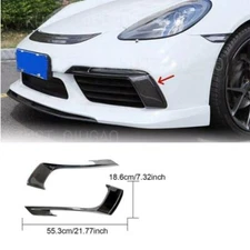 Carbon Fiber Front Fog Air Vent Fins Cover For Porsche 718 Boxster Cayman 16-19