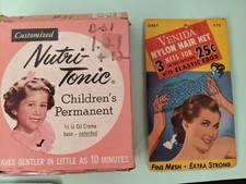 Vintage Hair accessories Hair Net and Children's Permanent Kit Advertising