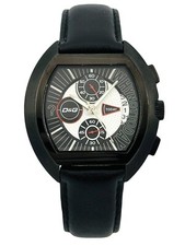 D&G Dolce & Gabbana Time DW0214 Men's Black Leather Chronograph Tonneau Watch