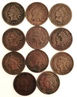 INDIAN HEAD Cent 11 Penny Coin Lot Set Series Consecutive Dates 1899-1909 G-VF