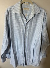 Michael Kors Dress Shirt Mens 16 32/33 Blue Check Button Up Long Sleeve