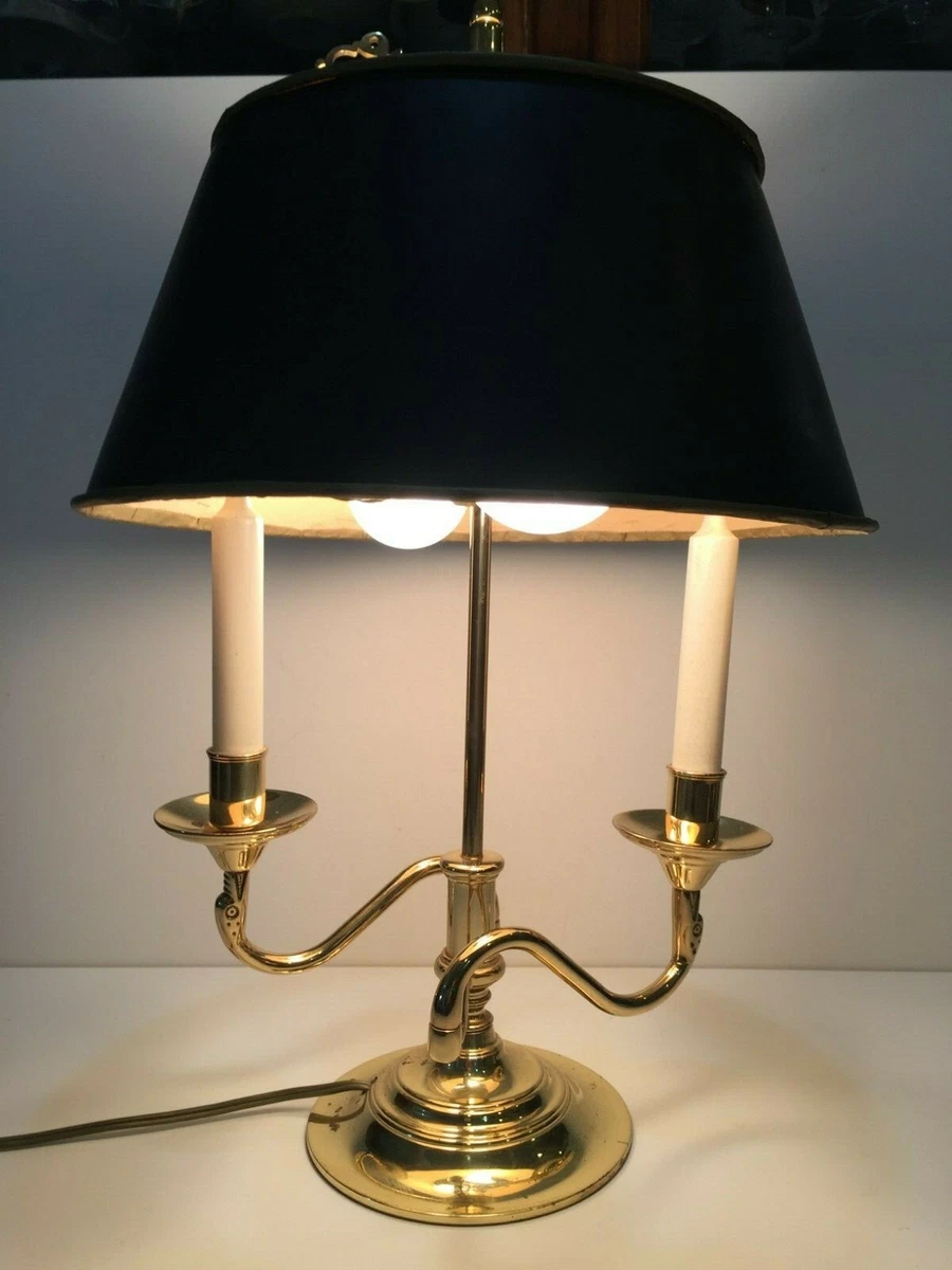 Vintage Baldwin Brass Double Candelabra Lamp w Original Shade