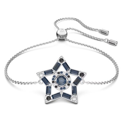 Swarovski Stella Star, Blue, Rhodium plated Adjustable Swarovski Stella Star, Blue, Rhodium plated Adjustable