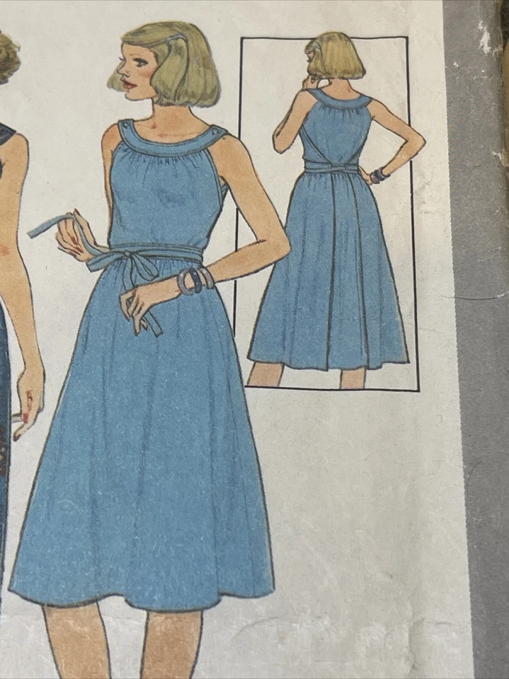 UNCUT Vintage 77 Sz 10 Tied Wrap Dress Gathered Round Neckline Simplicity 8316 - Image 4 of 4