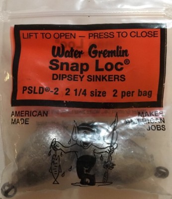 Water Gremlin PSLD-2 Snap-loc Dipsey Sinkers-2 1/4 Size-Rare Vintage-Ship N24H