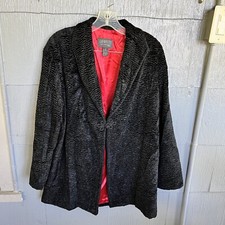 Lafayette 148 New York Vintage Coat Women Small Black Knit Button Mid Length