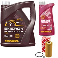 MotoröL Set Mannol 5W30 C4 API SN 6 Liter + ÖLfilter FüR Mercedes A-Klasse W169