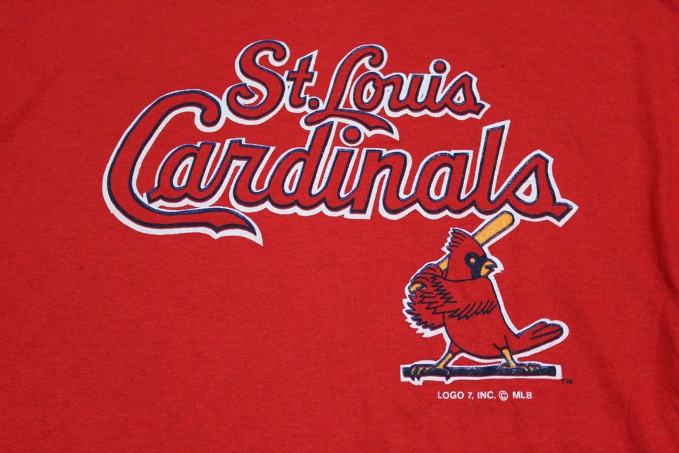 VTG NWOT 80s 90s Logo 7 St. Louis Cardinals Single Stitch Red Graphic T ...