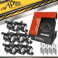 A-Premium 8x Round Ignition Coil & IRIDIUM Spark Plug Kits for Chevy Cadillac