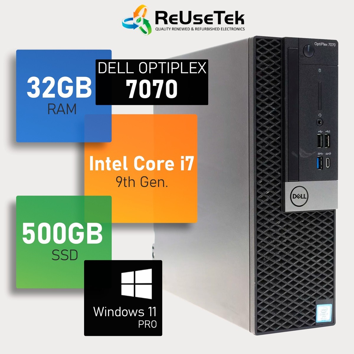 Dell OptiPlex 7070 SFF Intel i7-9700 3.00GHz 32GB RAM 500GB SSD