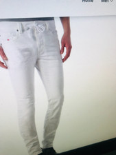 NEW MEN Diesel THAVAR SP NE DISTRESSED STRETCH JOGGJEANS 0672D 100 WHITE W38-W26