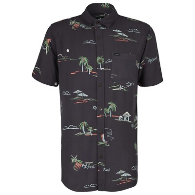 RIP CURL PARTY PACK Men's S/S Button-Up Shirt - Black - Large - NWT