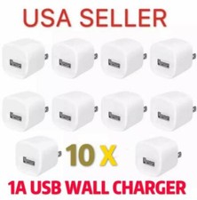 LOT of 10 1A USB Wall Charger AC Power Adapter US Outlet FOR iPhone 4 5 6 7 8 WT