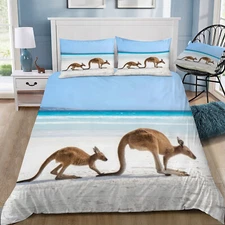Kangaroos on the Beach Doona / Duvet Cover and 2 Pillow Slips