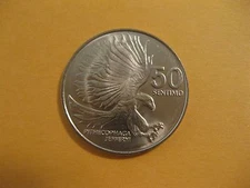 1989 or 90 Philippines 50 sentimos coin Eagle attacking    bird animal