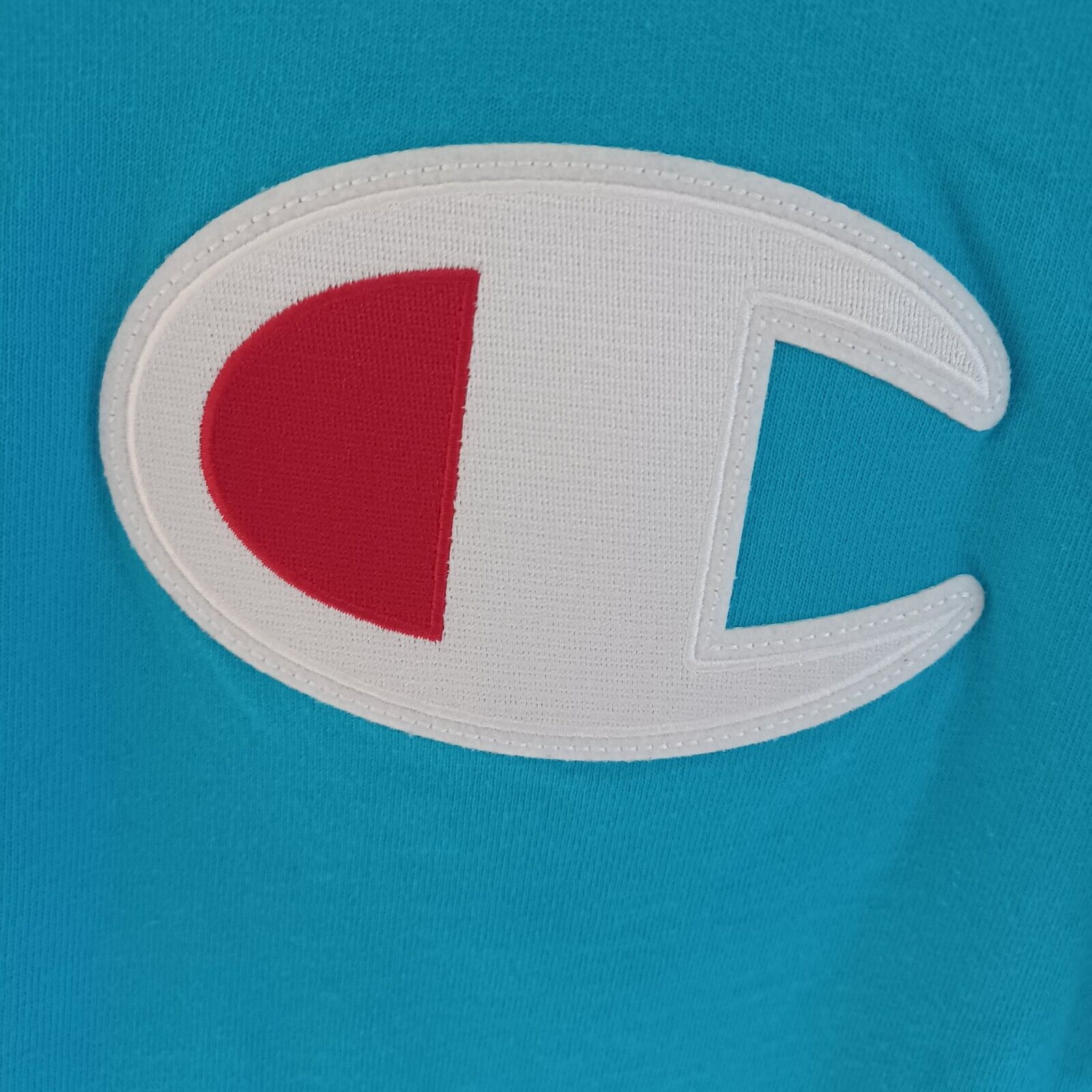 Vintage Champion Embroidered Big Logo Blue T-Shir… - image 3