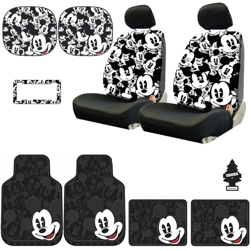 For Audi New Mickey Mouse Car Seat Cover Floor Mat and Accessories Set