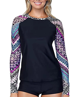 RAISINS Juniors Wild About You Printed Long-Sleeve Rashguard sz S Small Swimwear