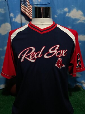 Boston Red Sox RedSox large L blue red Jersey Shirt T-Shirt  C25