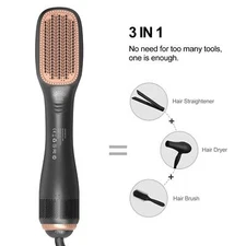 3-In-1 Hair Dryer Brush Overheating Protection Negative Ion Hair Straightener