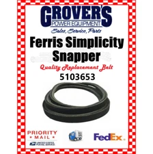FERRIS SIMPLICITY Belt Part # 5103653 HYDRO BELT FOR IS700 & ISX800