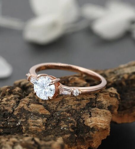 IGI Certified Round Cut Lab Grown Diamond Low Setting Engagement Ring 14k Gold - Picture 2 of 11