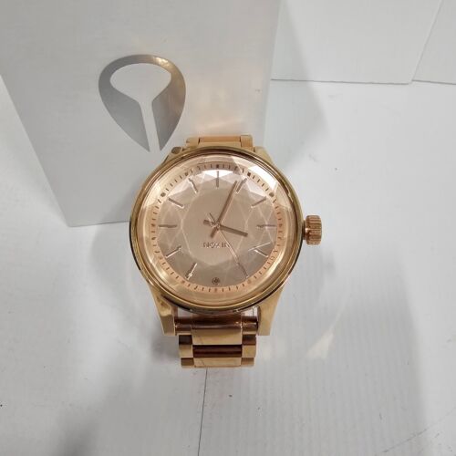 MSRP $249 NIB Nixon Rose Gold Facet 42mm Fashion Watch 7-1/4" - Need Battery - Picture 2 of 6