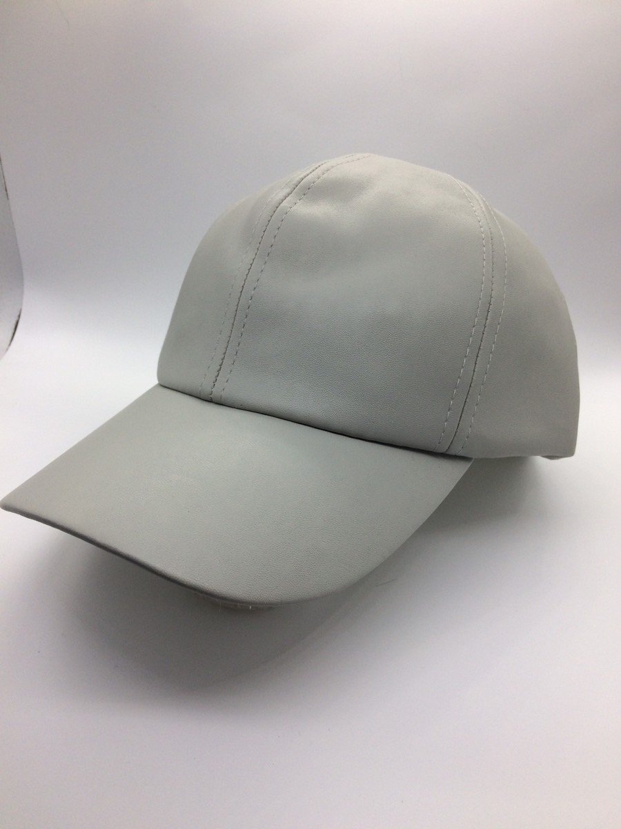 Wet Seal Faux Vegan Leather Pale Grey Womens' Girl's Baseball Cap